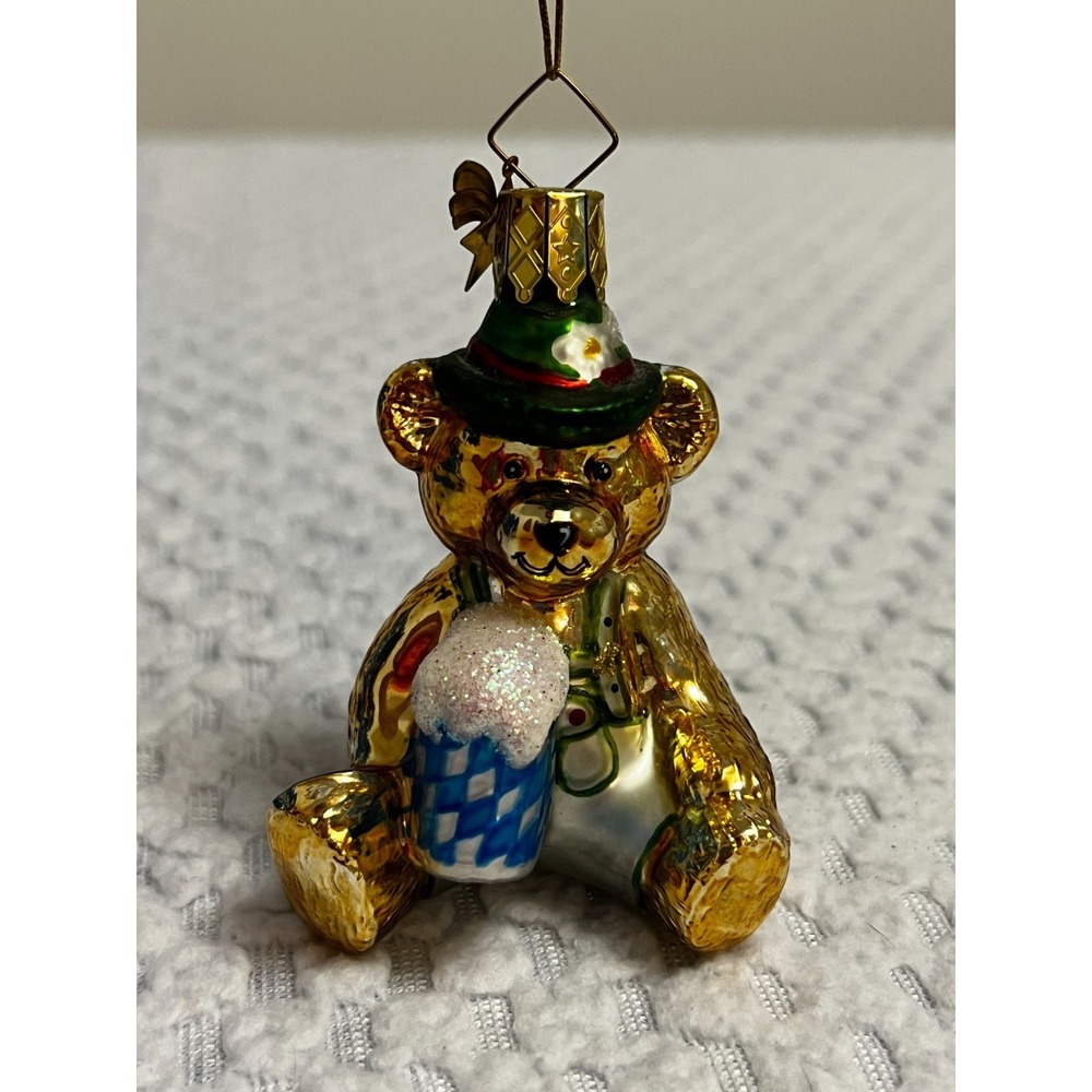 Kathe Wohlfahrt Bavarian Bear Blown Glass Ornament Christmas Hand Painted German